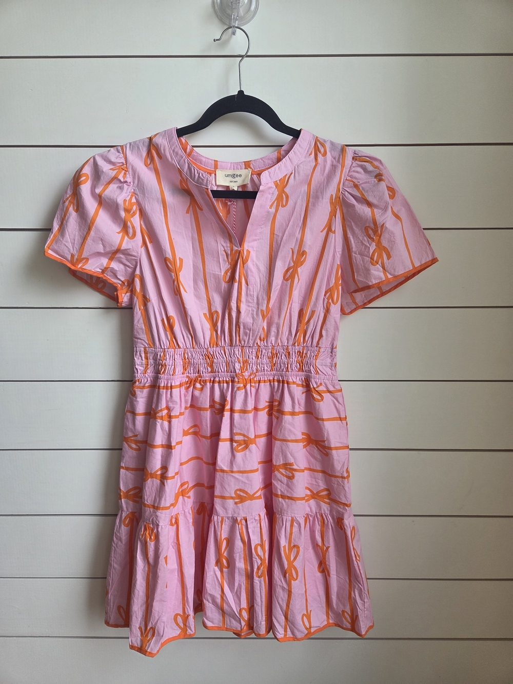 Umgee Pink Mini Dress with Orange Bow Print